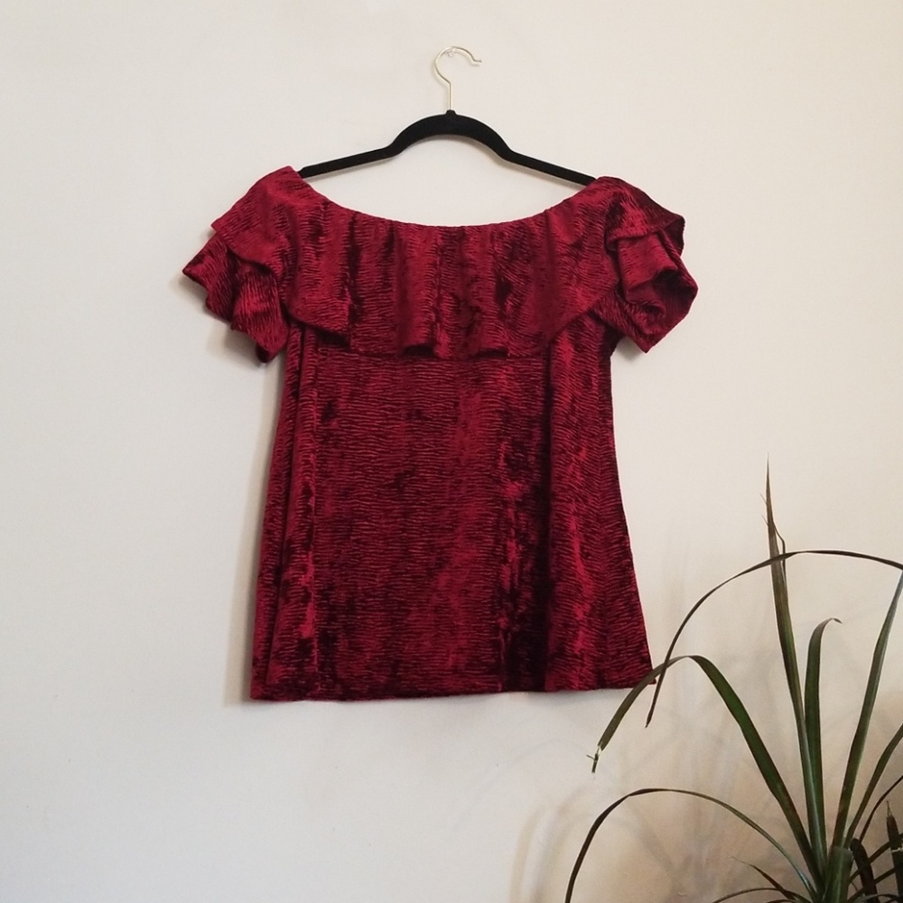 Velvet red off the shoulder top